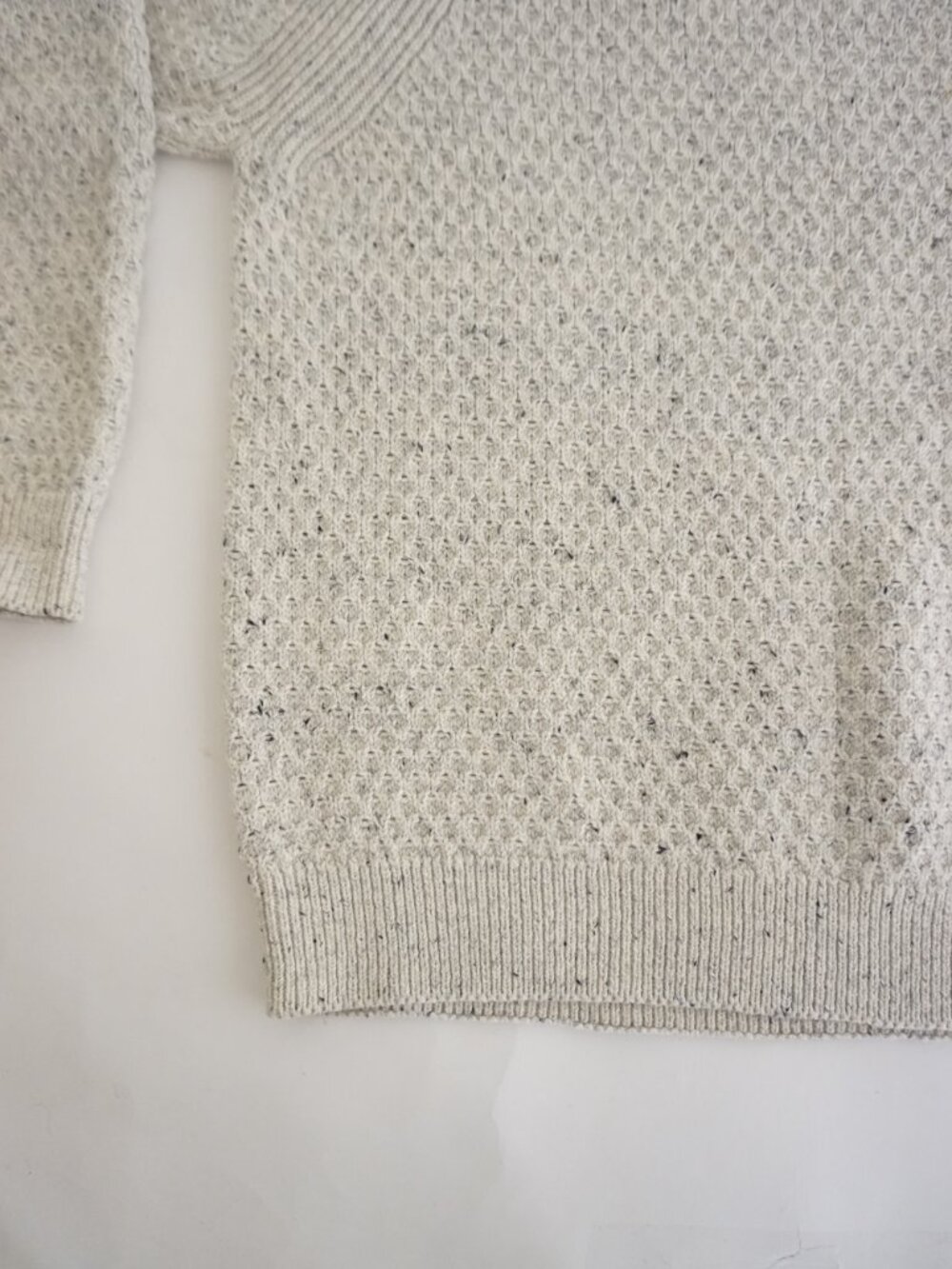 Vintage WindRiver Cream Speckled Knit Crew Neck Heavy Textured Cotton Sweater XL - Picture 6 of 10